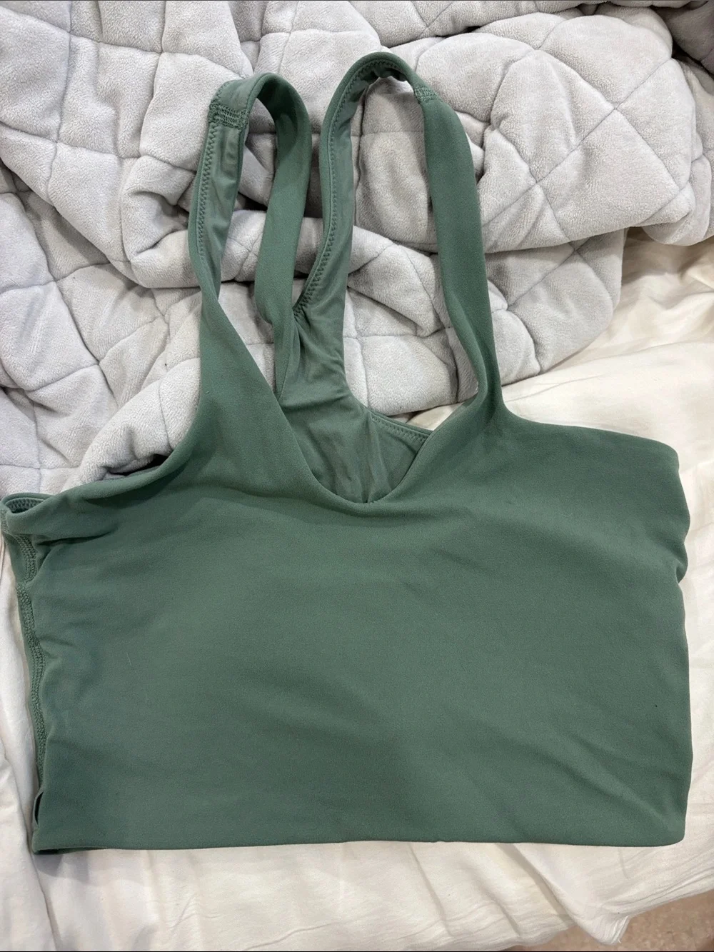 lululemon sage green cropped tank, cross cross back halter neck